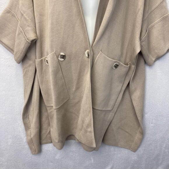 MarlaWynne Oversized Cardigan Sweater Womens XXS Tan Poncho Lagenlook Pockets - Picture 7 of 16